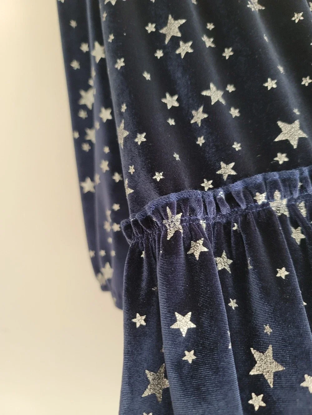 Tucker + Tate Girls 7 Velvet Dress Metallic Stars Celestial Tiered New Year Blue